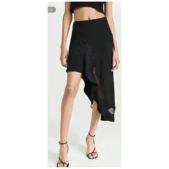 NWT ALC Black Dixie Asymmetrical Lace Ruffle Skirt Size 8 - Picture 3 of 13